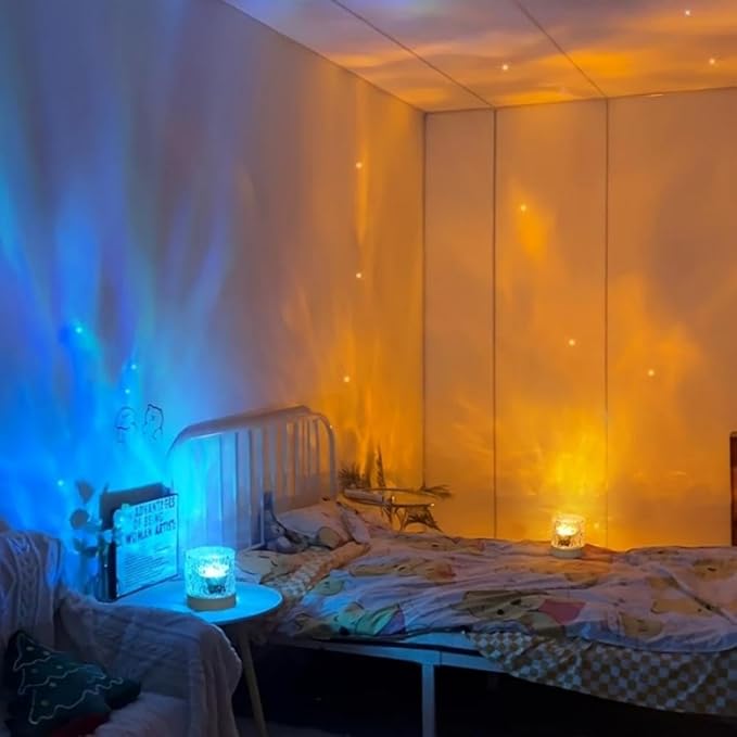 Ocean Wave Ceiling Projector,16 Colors Ocean Wave Light Projector, Water Ripple Ambient Night Light with Remote, Touch Control Aurora Projector Non-Wood for Bedroom,Room Decor,Kids Room (Cubic)