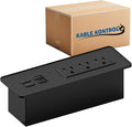Kable Kontrol Recessed Power Strip with Fast Charging 2 PD65W USB-C Ports, 2 USB-A Ports, 3 Power Desk Outlets, Flush Mount Furniture Charging Station Grommet for Side Table, End Table - Black, 20 Pcs