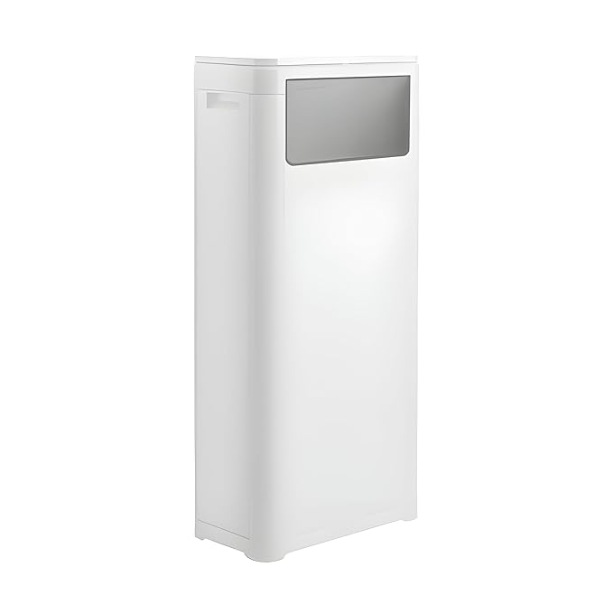 WanWanKa Bathroom Trash Can with Lid,Slim 6 Gallon Commercial Lagre Trash Bin, Tall Skinny Waste Bin with Press Top Lid, Narrow Garbage can for Kitchen,Living Room,Ofice,Laundary Room,Bedroom White