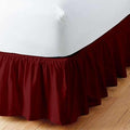 Burgundy Solid Ruffled Bed Skirt King XL-30 Inch Drop Split Corner, Microfiber Bedskirt with Platform Three Sided Coverage
