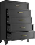 Metal Dresser, Black Tall Dresser for Bedroom, 53.54" H Dressers & Chests of Drawers, 5 Drawer Dressers for Living Room, Entryway, Hallyway (Black, 5 Drawers)