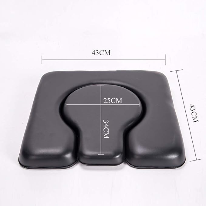 MUUL-WHCH PU Commode Seat Cushion, Black Padded Cushion for Bedside Commodes, Chair, Shower Wheelchair, C Shape