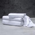 LUXOME Luxury Sheet Set | 100% Rayon (Viscose) from Bamboo | Full Size - White | Deep Pockets | 4-Piece Set (Fitted, Flat, 2 Pillowcases)