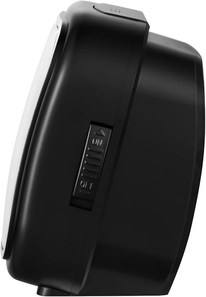 4.5" Compact Analog Alarm Clock, Silent Readable for Seniors, Easy to Set, Gradual Rise Alarm, Big Numbers, On/Off Switch on Side, Gentle Wake, Snooze, Lighted on Demand, Battery Operated, Black