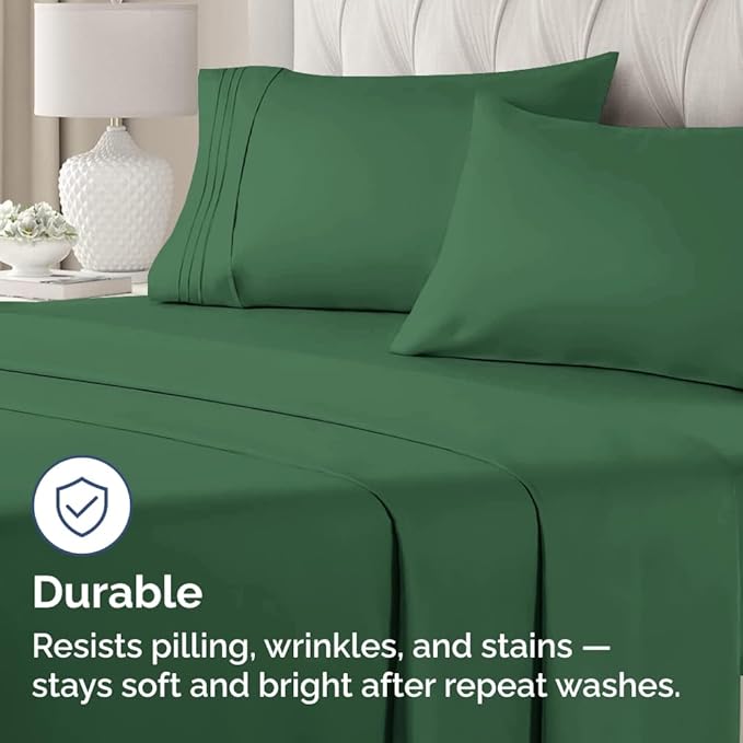 King Pillow Cases Set of 4 - Ultra Soft Hotel Quality Pillowcase Covers - Comfy, Cozy & Wrinkle Free - Shrinkage and Fade Resistant - Machine Washable Pillow Protectors - 4 Piece Set - Emerald Green