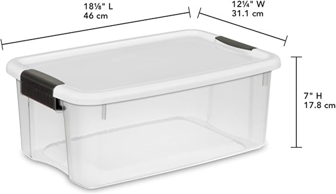 Sterilite 24-Pack Ultra Latching Box, Storage Bins with Lids, Clear Plastic, 18 Quart - Heavy-Duty Organizing Containers for Closet, Bathroom, and Office