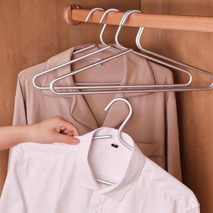 Premium Matte Silvery Aluminum Coat Hangers 100 Piece Set, 16.5” Extra Smooth & Durable Metal Shirt Dress Hanger,Aluminum Alloy Hanger,Clothing Support,Clothing Hang