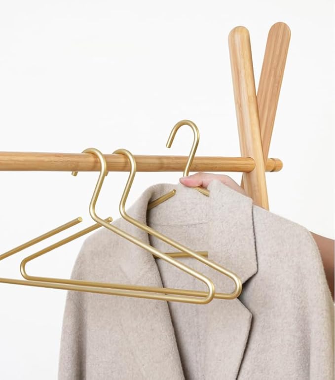 Premium Matte Gold Aluminum Coat Hangers 6 Piece Set, 16.5” Extra Smooth & Durable Metal Shirt Dress Hanger,Aluminum Alloy Hanger,Clothing Support,Clothing Hang