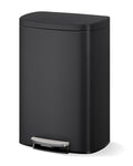 GarveeHome Stainless Steel Kitchen Trash Can, 13 Gal / 50 L Step-On Garbage Bin with Soft Close Lid, Large Rustproof Metal Trash Can for Kitchen, Black