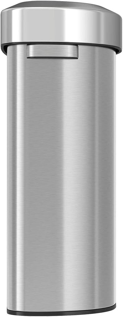 iTouchless 23 Gallon / 87 Liter Stainless Steel Trash Can and Recycle Bin, Slim and Space-Saving Design for Home, Office, Kitchen, Restaurant, Restroom, Large Capacity, Open Top, Semi Round
