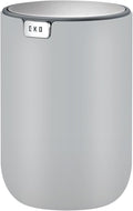 EKO Mini Desk Trash Can with Swing-Top Lid 0.4 Gallon Small Table Round Wastebasket for Office, Home, Car (Grey)