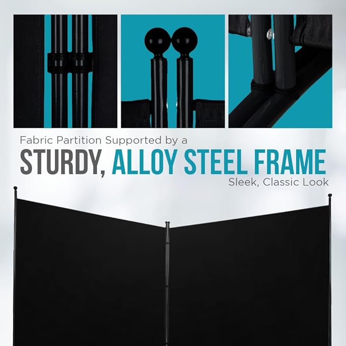 Steel-AID Triple-Panel Privacy Room Divider – Folding Partition Privacy Screen for Office, Classroom, Dorm Room, Kids Room, Studio, Conference - 216" x 72" - Easy to Assemble, Freestanding & Foldable