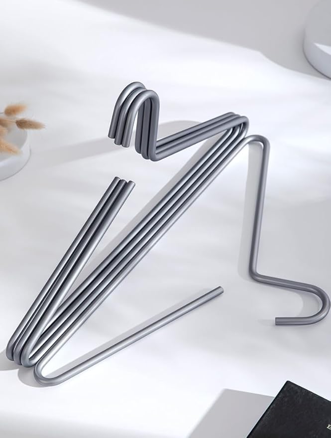 Premium Matte Titanium Gray Aluminum Coat Hangers 100 Piece Set, 16.5” Extra Smooth & Durable Metal Shirt Dress Hanger,Aluminum Alloy Hanger,Clothing Support,Clothing Hang
