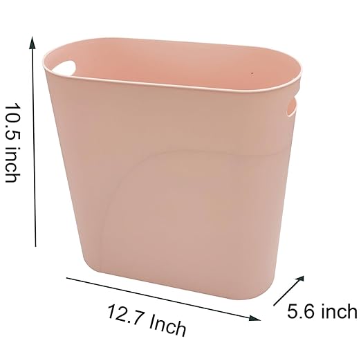 ROYFACC Small Trash Can Plastic Bathroom Wastebasket 3.2 Gallon Slim Garbage Container Bin with Handle for Home Kitchen Bathroom Bedroom Office, 2 Pack, Pink