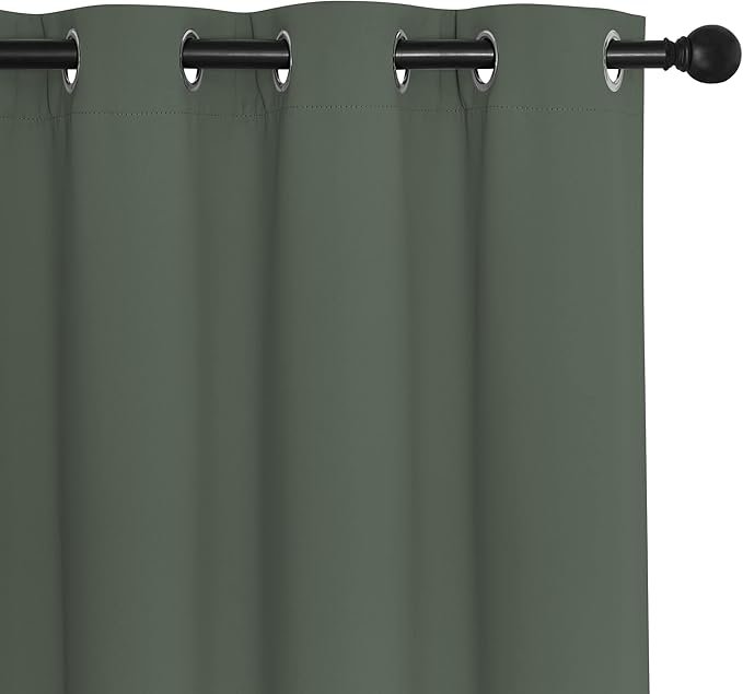NICETOWN Blackout Curtain for Living Room 84 inch Long - Grommet Thermal Insulated Room Darkening Sound Proof Curtain for Bedroom, 1 Panel, Dark Mallard, W52 x L84