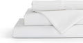 Linen Home 100% Cotton Percale Sheet Set, Twin Size, White, Deep Pocket, 4 Pieces Set - 1 Flat, 1 Deep Pocket Fitted Sheet and 2 Pillowcases, Crisp Cool and Strong Bed Linen