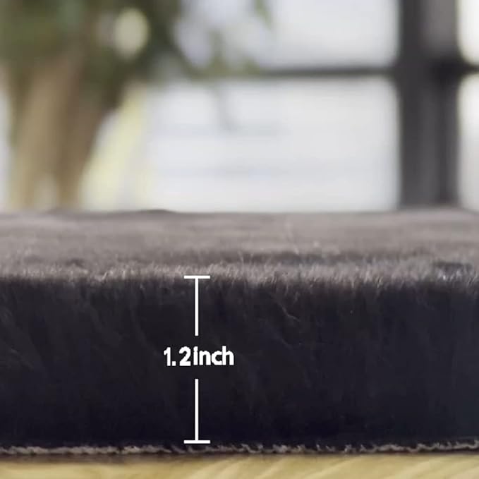Black Fluffy Rug 5x8 Area Rugs for Bedroom Fuzzy Bunny Washable Fur Rugs for Living Room Teen Room Nursery Rectangle Rug