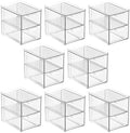 mDesign Stackable Storage Containers Box with 2 Pull-Out Drawers - Stacking Plastic Drawer Bins for Master or Guest Bathroom, Linen Closet, Vanity, or Makeup Table - Lumiere Collection - 8 Pack, Clear