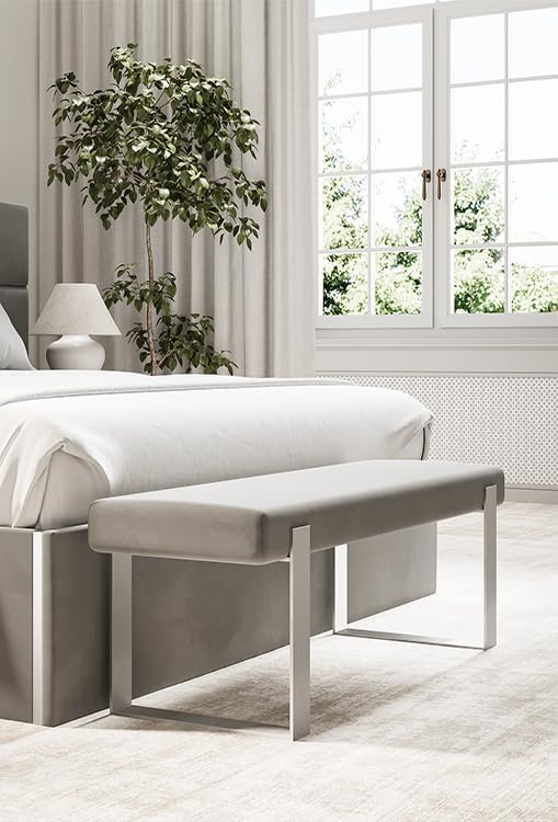 VANT Upholstered Bed Bench - Weave Prestige - Matte Black - Contemporary Modern, Bedroom Bench Seat, Hallway, or Entryway