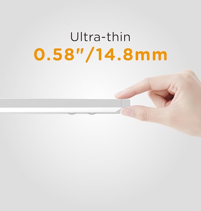 16 Inch Under Cabinet Lighting Plug in, 9W 120V 3 Color 3000K/4000K/5000K, 3 Brightness, Super Bright, Ultra Thin Under Counter Lights for Kitchen, Linkable LED Cabinet Light, White
