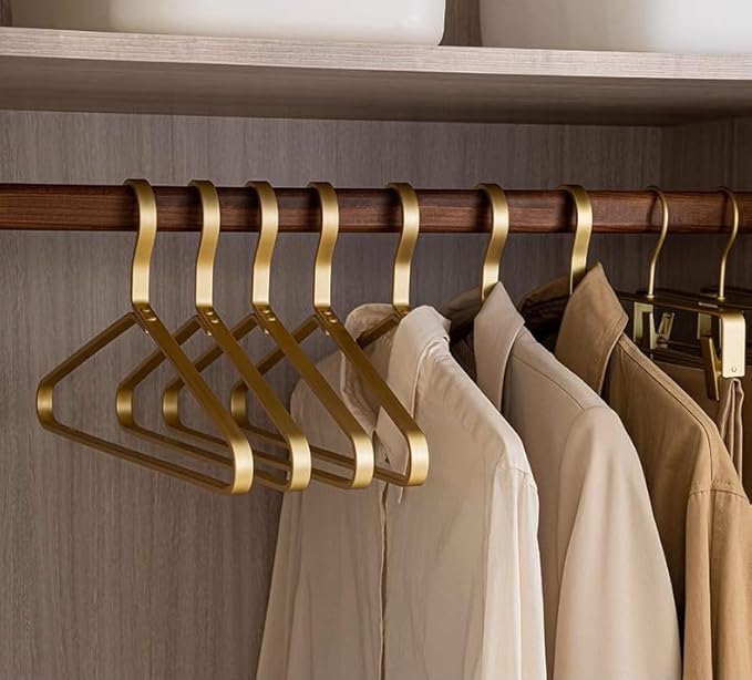 Premium Matte Gold Aluminum Coat Hangers 90 Piece Set, 16.5” Extra Smooth & Durable Metal Shirt Dress Hanger,Aluminum Alloy Hanger,Clothing Support,Clothing Hang