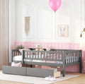 Bellemave Twin Bed Frames with Rails for Kids, Twin daybed Frame with Drawers for Boys/Girls/Adults，Gray