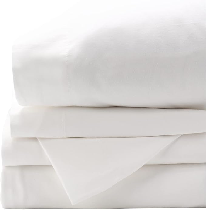 Red Land Cotton Luxury Sheet Set | 100% American Grown Cotton Basics | Premium Hotel Ultra-Soft Lightweight 4 Piece USA Made Deep Pocket Fitted, Flat Sheet, & pillowcases Percale Weave (Twin XL/White)