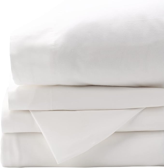 Red Land Cotton Luxury Sheet Set | 100% American Grown Cotton Basics | Premium Hotel Ultra-Soft Lightweight 4 Piece USA Made Deep Pocket Fitted, Flat Sheet, & Pillowcases Percale Weave (Full/White)