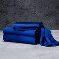 LUXOME Luxury Sheet Set | 100% Rayon (Viscose) from Bamboo | Twin Size - Sapphire | Deep Pockets | 3-Piece Set (Fitted, Flat, Pillowcase)