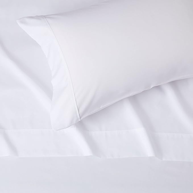 Amazon Basics Lightweight Super Soft Easy Care Dorm-Friendly, Microfiber 3 Piece Bed Sheet Set with 14-Inch Deep Pockets, Twin XL, Bright White, Solid