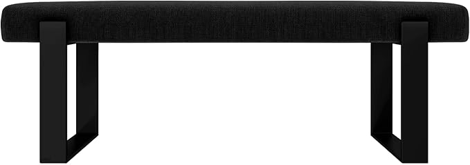 VANT Upholstered Bed Bench - Weave Steel - Matte Black - Contemporary Modern, Bedroom Bench Seat, Hallway, or Entryway