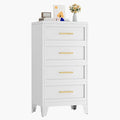 Metal Dresser for Bedroom Tall, White Dressers & Chest of Drawers, 4 Drawer Dresser with Curved Corner, Storage Cabinet with Drawers for Living Room, Entryway, Home Office (White, 24" W)