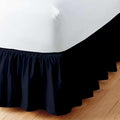 Navy Blue Solid Ruffled Bed Skirt Twin-XL-12 Inch Drop Split Corner, Microfiber Bedskirt with Platform Three Sided Coverage