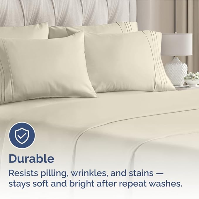Queen Pillow Cases Set of 6 - Ultra Soft Hotel Quality Pillowcase Covers - Comfy & Wrinkle Free - Shrink, Stain and Fade Resistant - Easy-Care, Machine Washable Pillow Protectors - 6 Pcs Set - Wheat