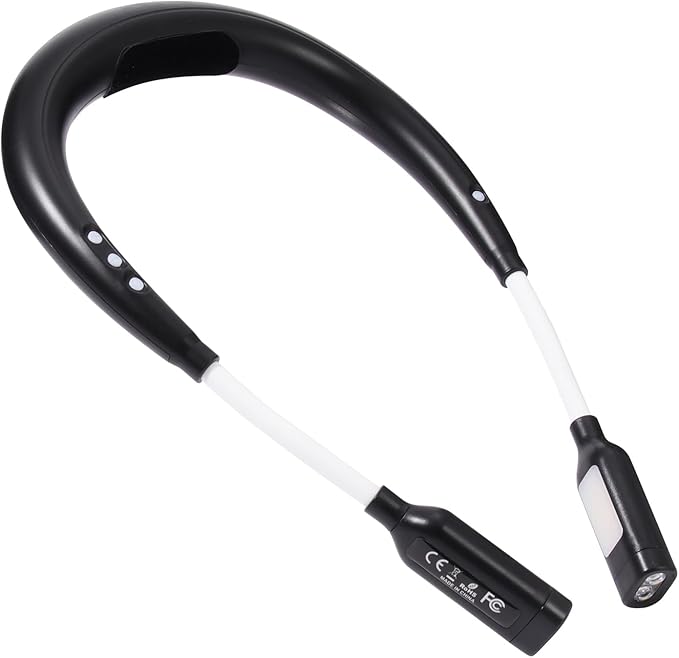 Neck Light with Neck Heating, 2000mAh Rechargeable Battery, Hands-Free Reading Light for Bed, Knitting,Camping and Book Lovers(Black)