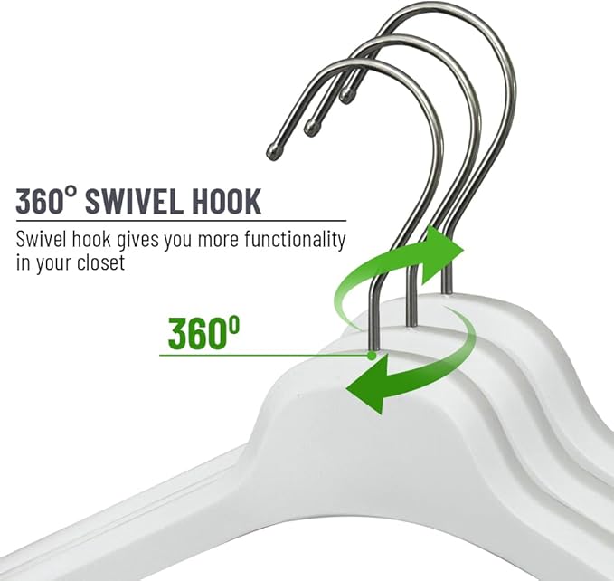 All Hung Up Hangers Plastic Coat Hangers, Clothes Hangers (White, 100pk)