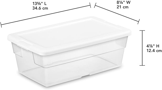 Sterilite 24-Pack 6 Quart Storage Box, Stackable Clear Plastic Bins with Snap-On Lids - Heavy-Duty Organizing Containers for Closet, Bathroom, and Office