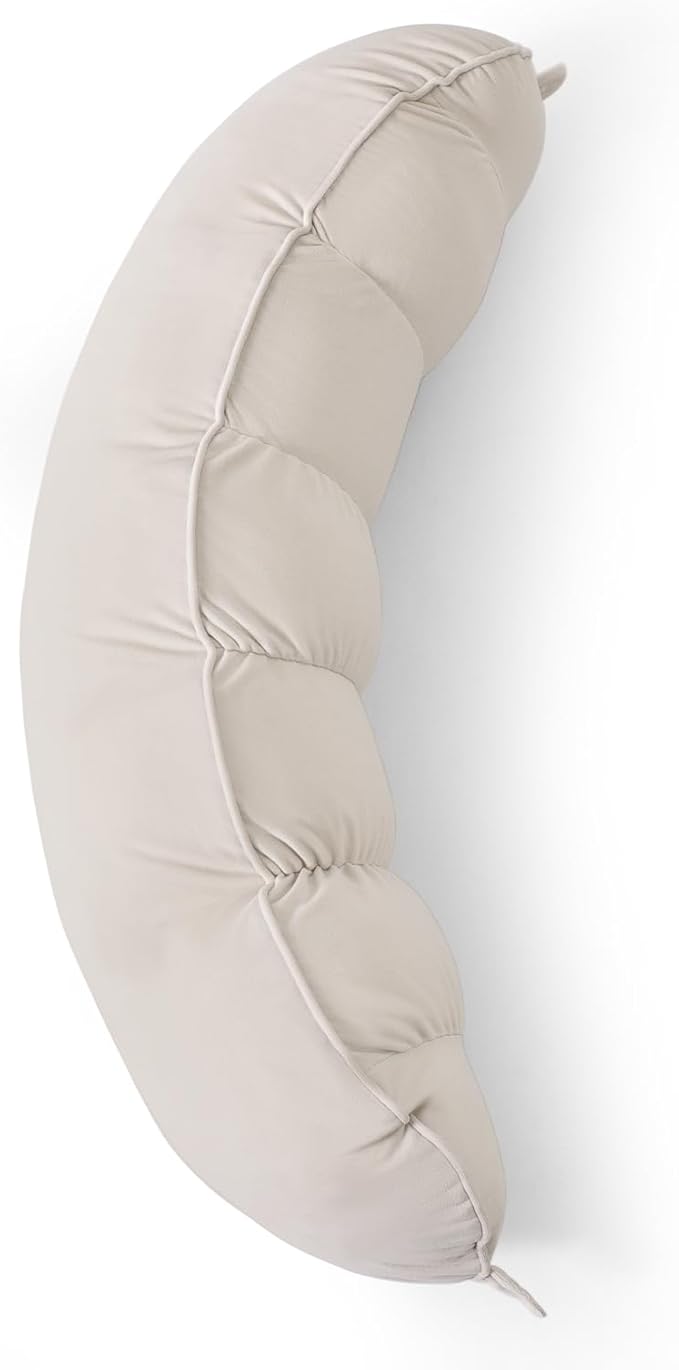 Peallow(Pat. Pend) – Long Round Body Pillow for Adults, Bolster Pillow for Sleeping, Soft and Supportive Pillow for Sleeping & Lumbar Support (Misty White, 29.5")