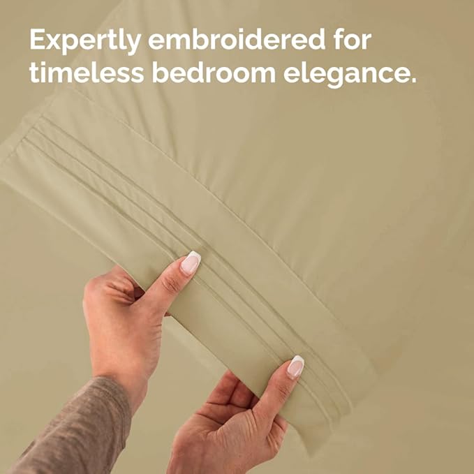 King Pillow Cases Set of 6 - Ultra Soft Hotel Quality Pillowcase Covers - Comfy & Wrinkle Free - Shrink, Stain and Fade Resistant - Easy-Care, Machine Washable Pillow Protectors - 6 Piece Set - Beige
