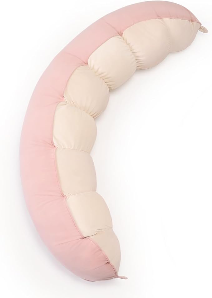 Peallow(Pat. Pend) – Long Round Body Pillow for Adults, Bolster Pillow for Sleeping, Soft and Supportive Pillow for Sleeping & Lumbar Support,Blush Pink
