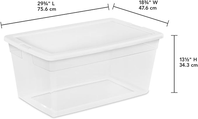 Sterilite 8-Pack Stackable Storage Bin with Lid, Clear Plastic Design, 90 Quart
