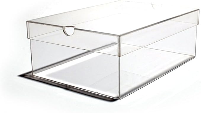 OnDisplay Luxury Acrylic Shoe Box - Clear Lucite Shoebox with Lid (Long)