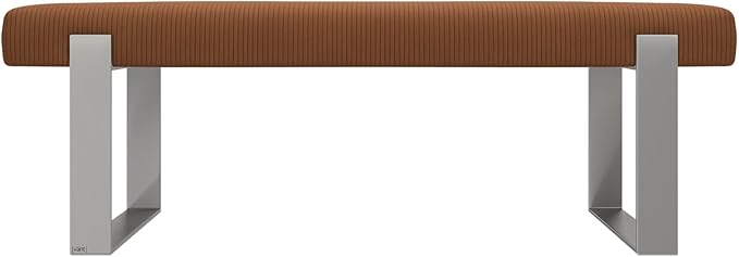 VANT Upholstered Bed Bench - Ribbed Terracotta - Brushed Nickel - Contemporary Modern, Bedroom Bench Seat, Hallway, or Entryway