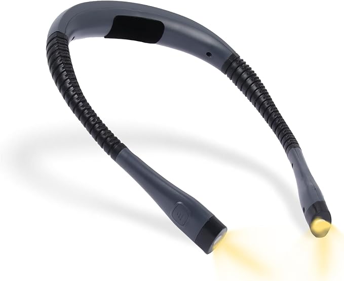 Book Light, 3-Color & 9-Brightness Reading Light, Bendable Neck Light, 80-hr Lasting Rechargeable Lamp, Perfect Book Light for Reading in Bed, Knitting, Camping (Grey, Classic)