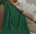 100% Cotton Cable-Knit Throw Blanket: 60" x 70", Ultra Soft, Breathable, All-Season Comfort & Versatility, Ideal for Couch, Bed, Travel and Gifting (Green)