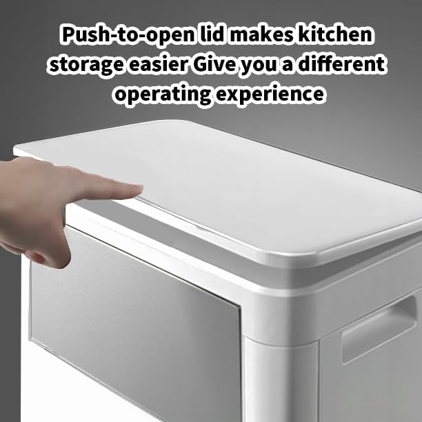 WanWanKa Bathroom Trash Can with Lid,Slim 6 Gallon Commercial Lagre Trash Bin, Tall Skinny Waste Bin with Press Top Lid, Narrow Garbage can for Kitchen,Living Room,Ofice,Laundary Room,Bedroom White
