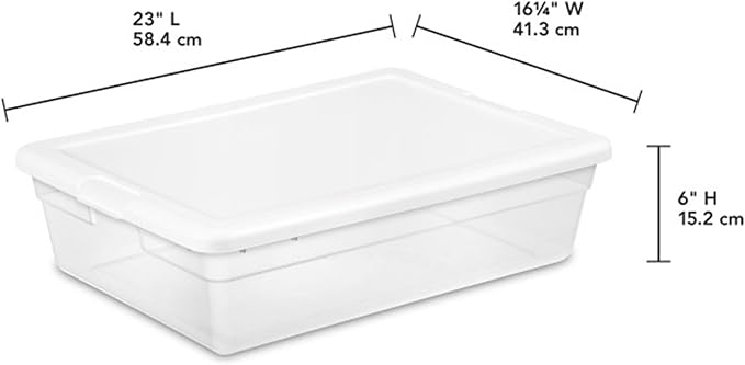 Sterilite 20-Pack Storage Box, Stackable Clear Plastic Bins with Snap-On Lids, 28 Quart