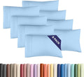 Queen Pillow Cases Set of 8 - Ultra Soft Hotel Quality Pillowcase Covers - Comfy, Cozy & Wrinkle Free - Shrink, Stain & Fade Resistant - Machine Washable Pillow Protectors - 8 Piece Set - Light Blue