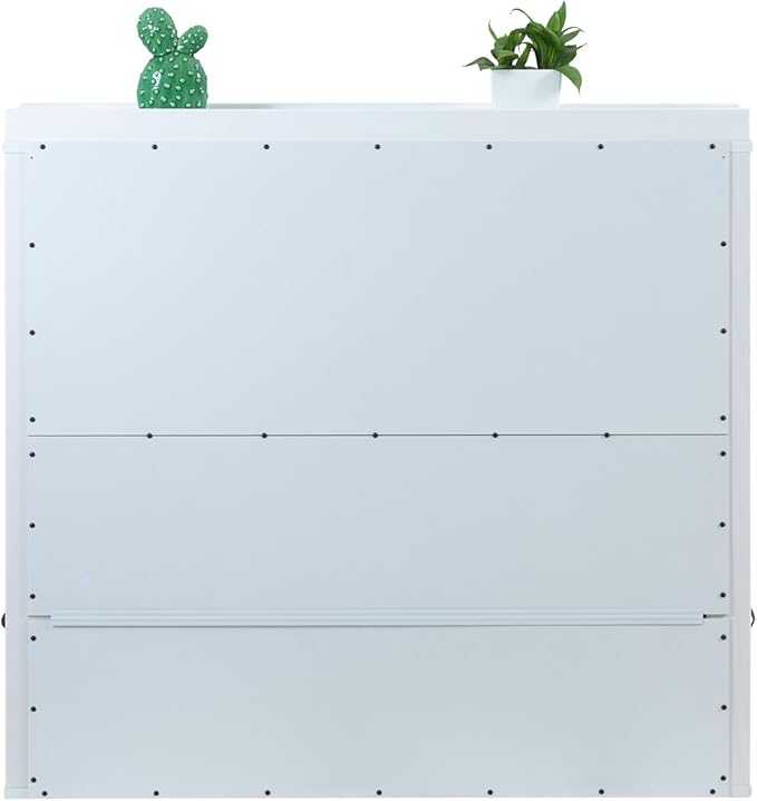 memomad Bali Set: Storage Platform Bed with Drawers + Bookcase Headboard (Twin Size, White Wood)