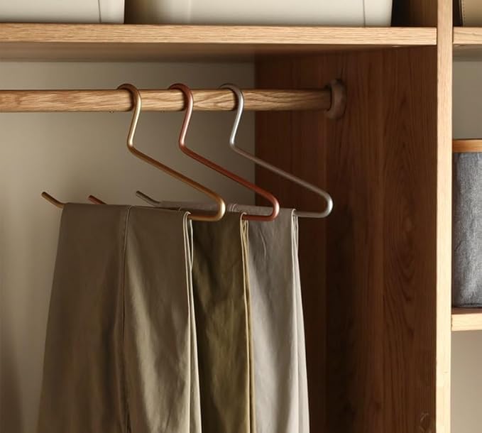 Premium Matte Gold Aluminum Pants Hanger 10 Pack, 13.7” Extra Smooth & Durable Metal Shirt Dress Hanger,Aluminum Alloy Hanger,Clothing Support,Clothing Hang